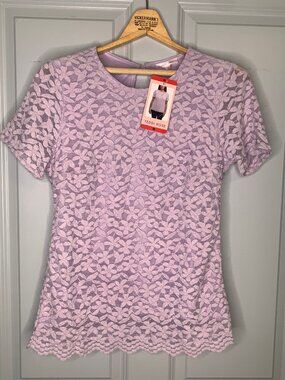 Teddi Rose Lavender Lace Short Sleeve Blouse in Size M, NWT